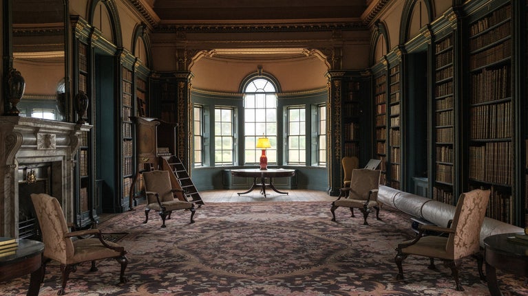 The new carpet in situ in Wimpole Hall's library